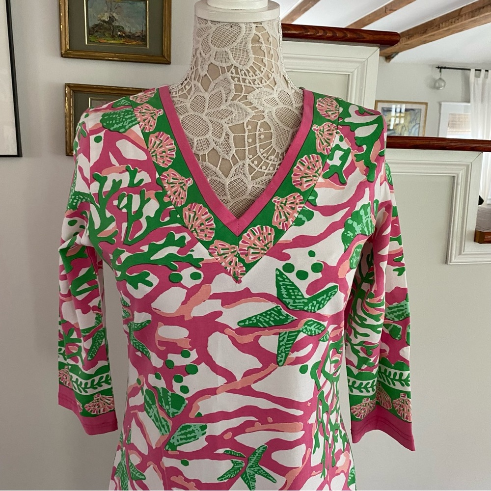 BARBARA GERWIT NWT 3/4 Sleeve Knit Dress Vneck M - Picture 3 of 5